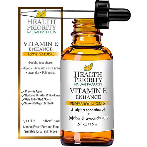 美国直邮 Health Priority天然维生素E油面部头发疤痕皱纹妊娠纹