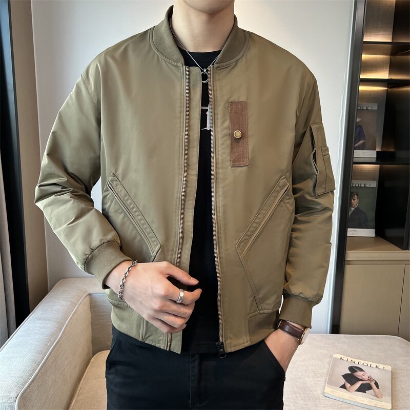 seabass春秋季新款棒球领夹克外套男士工装修身时尚百搭潮流上衣