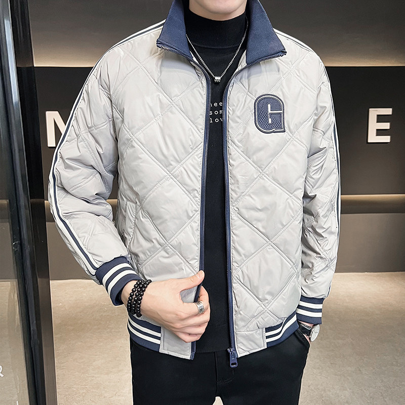 SEABASS 겨울 다이아몬드 격자 무늬 경량 다운 재킷 남자 2022 새로운 트렌디 화이트 오리 다운 따뜻한 재킷