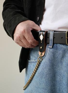 经典美式复古阿美咔叽htc风格皮件铆钉纯铜裤链