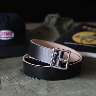 HARDWIND Vintage复古茶芯牛皮真皮黄铜皮带腰带3.8cm宽 Belt