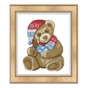 十字绣套件 DIY刺绣工具包 可选印花手工saga可爱的枕头熊