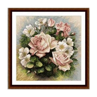 十字绣套件 DIY刺绣工具包 可选印花手工saga法本玫瑰花束 花卉