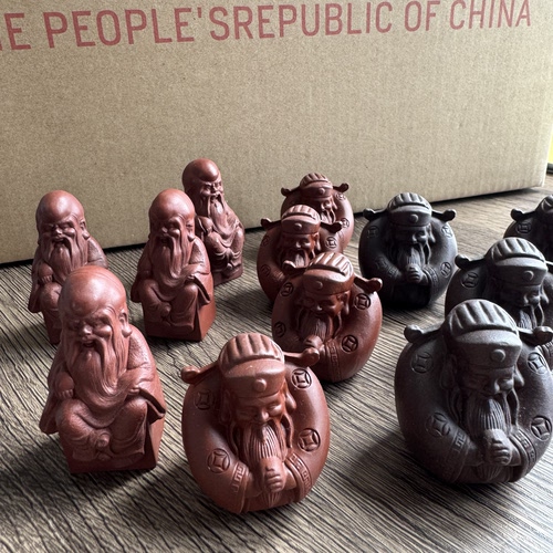 库存几十年宜兴紫砂财神爷寿星茶宠镇纸半手工茶具茶桌摆件