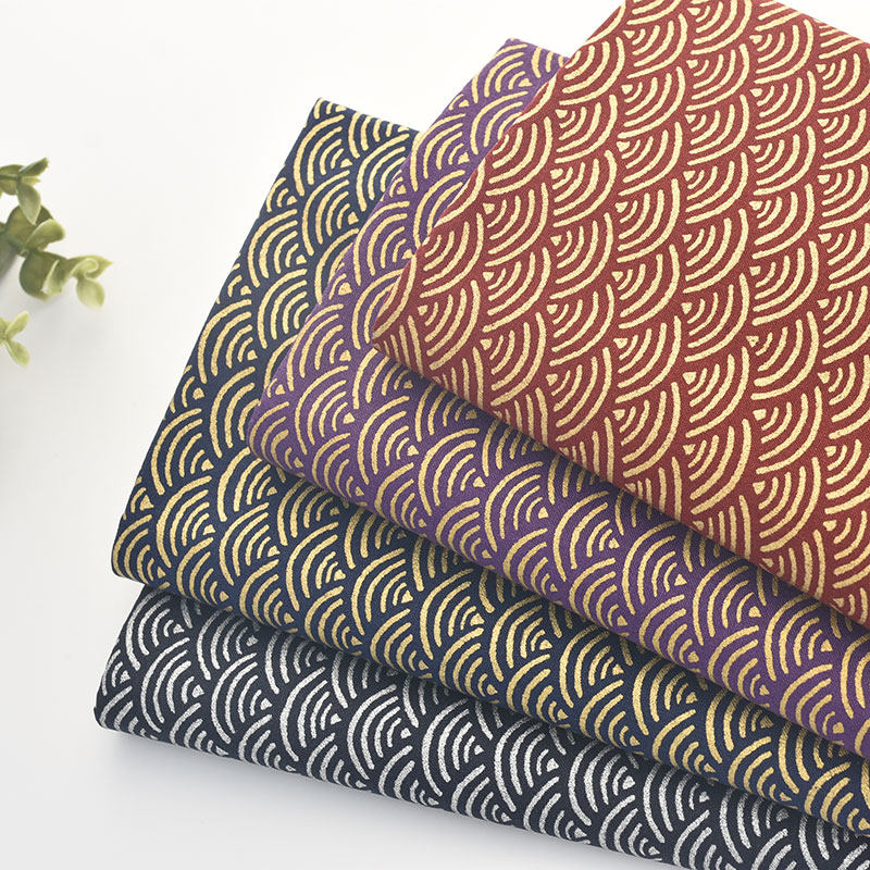 日本进口面料纯棉烫金和风青海波布料衣服裙子衬衫家居手工diy