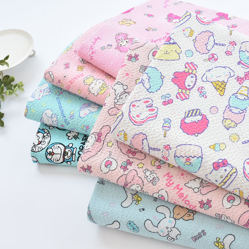 卡通泡泡纱纯棉棉布布料 衣服裙子睡衣睡裤童装家居儿童可爱diy