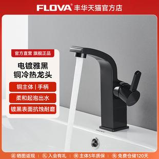 黑色铜浴室卫浴铜水龙头洗手洗脸盆台盆面盆单把龙头 FLOVA丰华