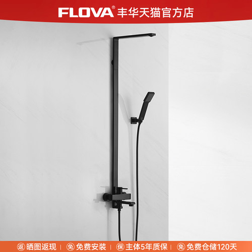丰华浴室极简北欧淋浴花洒黄铜
