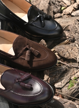 雅生AXEN手工固特异流苏乐福Tassels Loafer皮底橡胶底