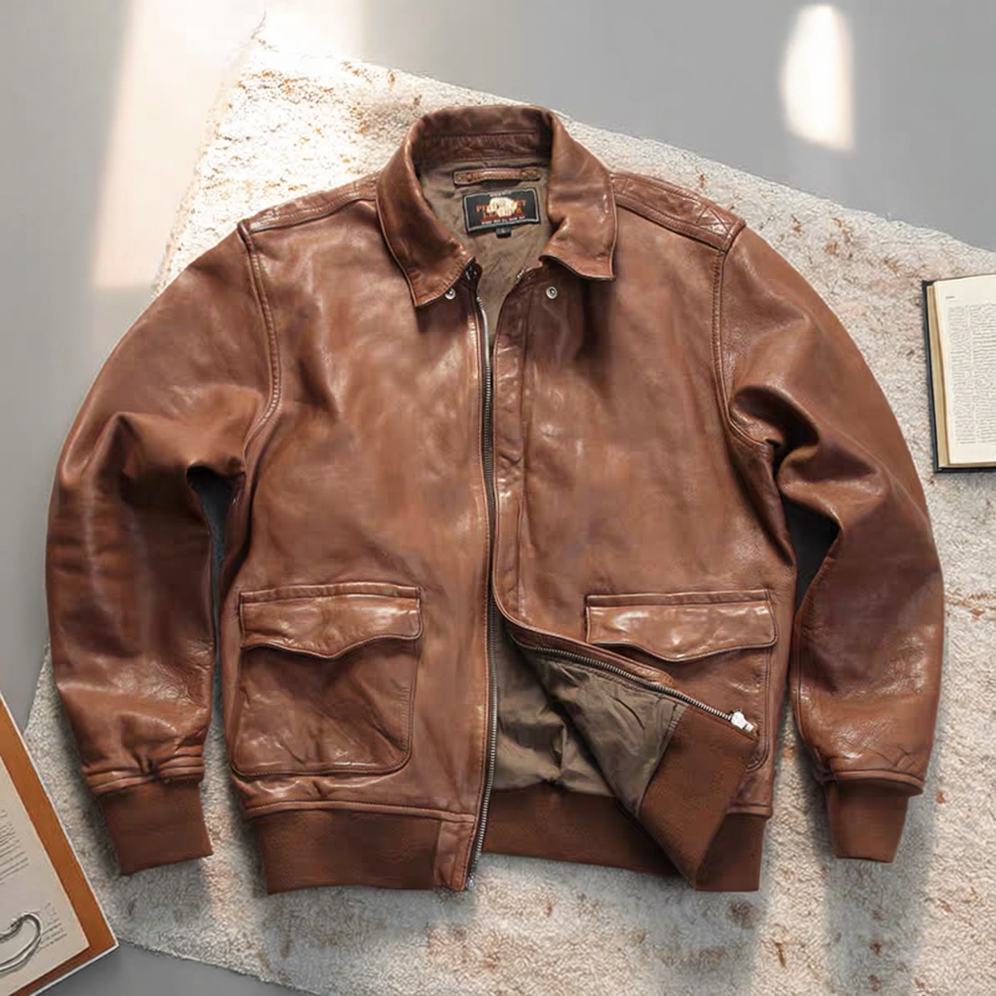 A2空军飞行员真皮皮衣复古美式