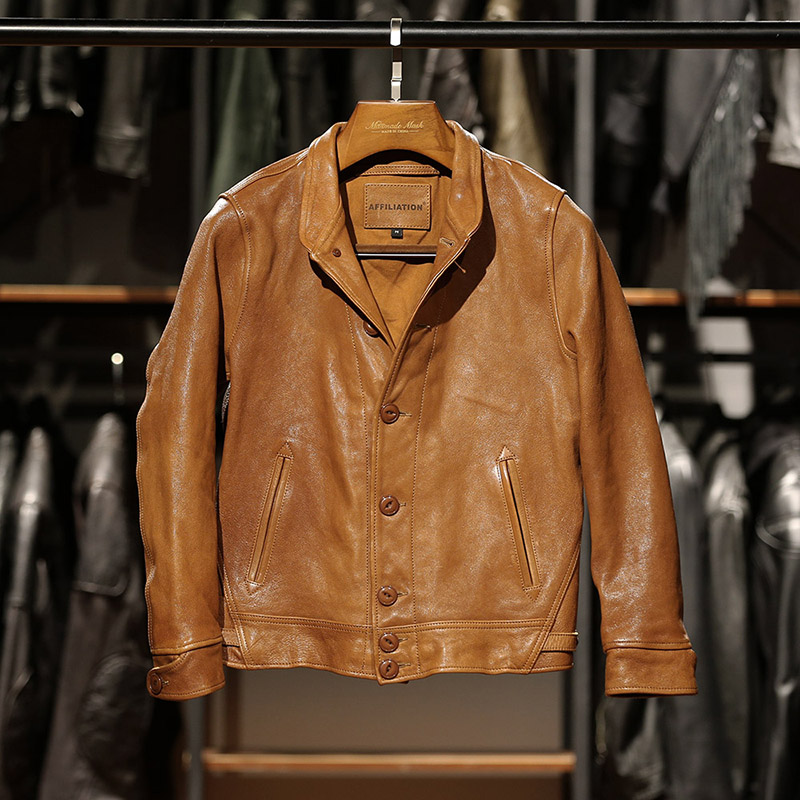 短款山羊皮皮衣立领修身经典款