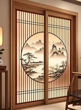 折叠门隔断门新中式门移门厨房隔间榻榻米客厅隔断屏风实木推拉门