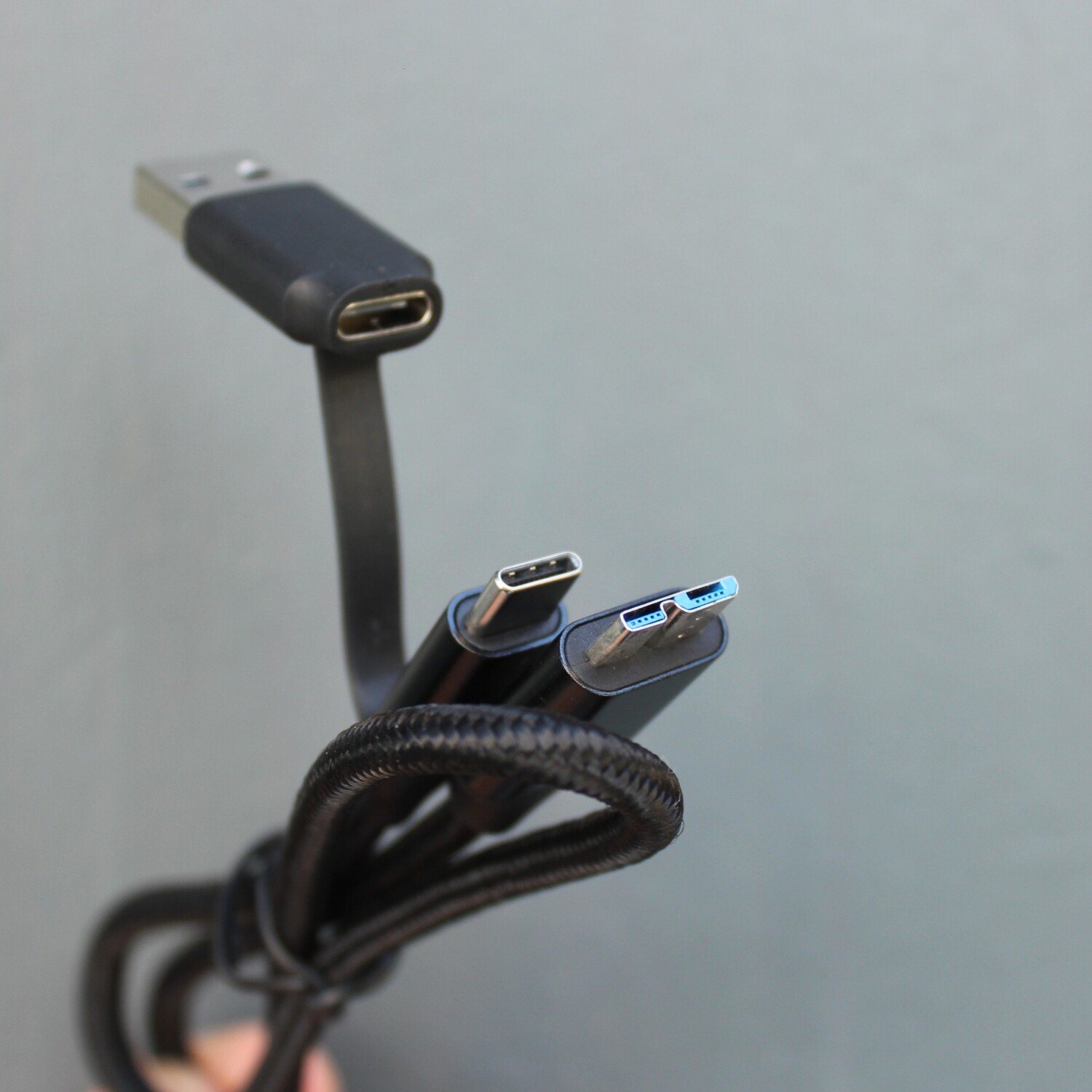 50厘米二合一USB3.0 Type-C转Micro B移动硬盘数据线编织线转接头