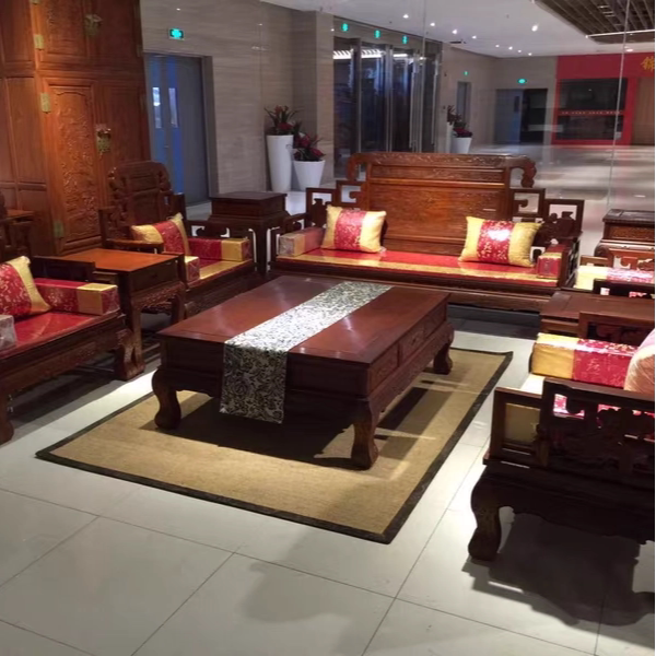 缅甸花梨中式红木沙发十件套