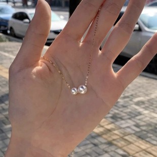 诸暨天然淡水珍珠项链双珠路路通珍珠锁骨链高级感珍珠吊坠饰品