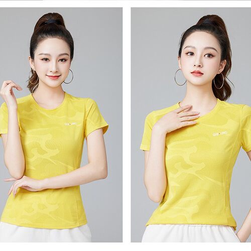 杨丽萍广场舞服装夏运动T恤女休闲健身跑步跳操速干透气短袖上衣