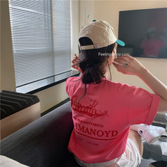 Real price retro printed short sleeve T-shirt for women's summer Korean loose and thin versatile round neck top