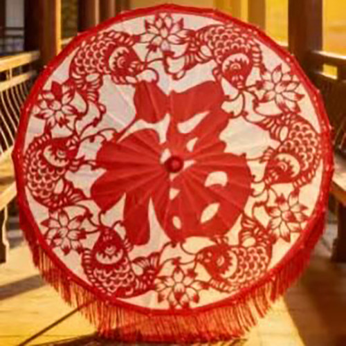 陕北剪纸秧歌花伞扭秧歌跳舞伞