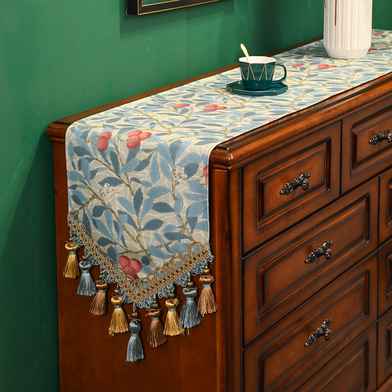 美式轻奢茶几桌旗高级感客厅餐桌布边柜电视柜长条装饰布乡村田园,居家布艺,桌旗,淘宝优惠券,粉丝福利购,淘宝优惠卷