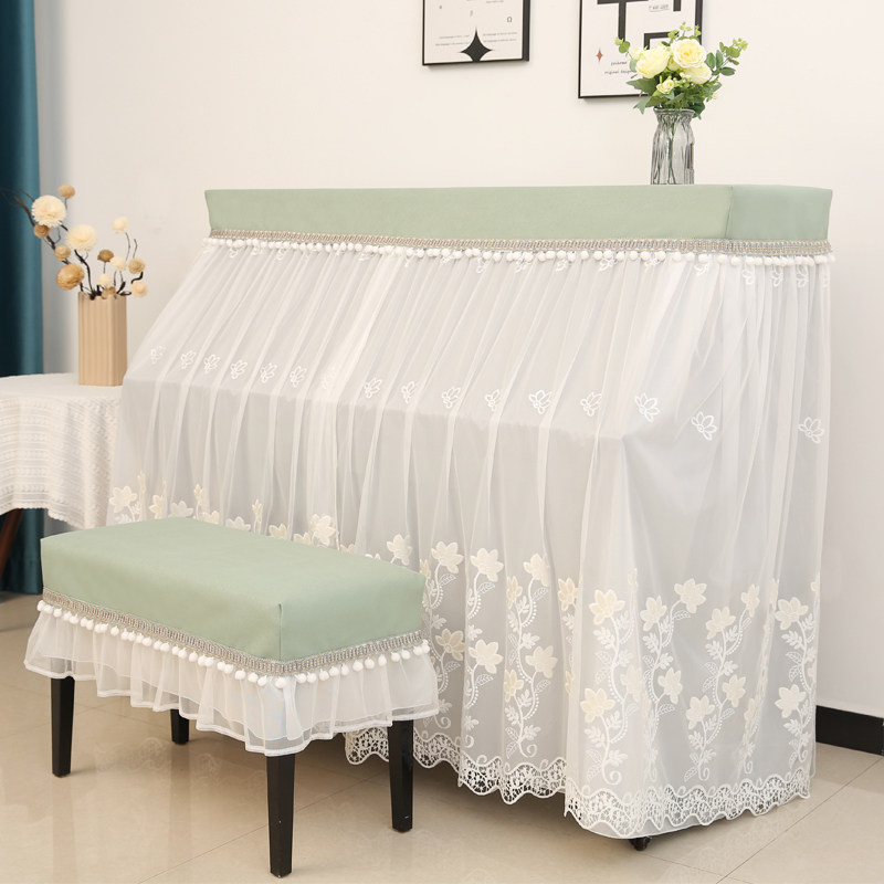 米白钢琴罩全罩高档蕾丝加厚欧式钢琴套全包轻奢防尘盖布现代简约