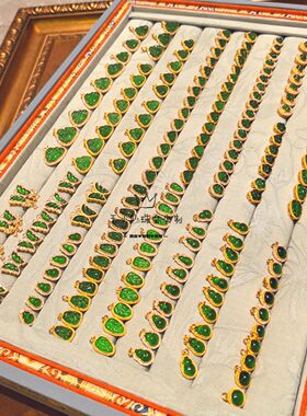 足金999古法金天然翡翠A货危料蛋面葫芦貔貅蝴蝶弥勒佛花朵串珠