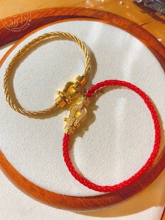 王小仙 999足金  精品工艺 八字扣马蹄扣 小号光板 钻石 黄金手链