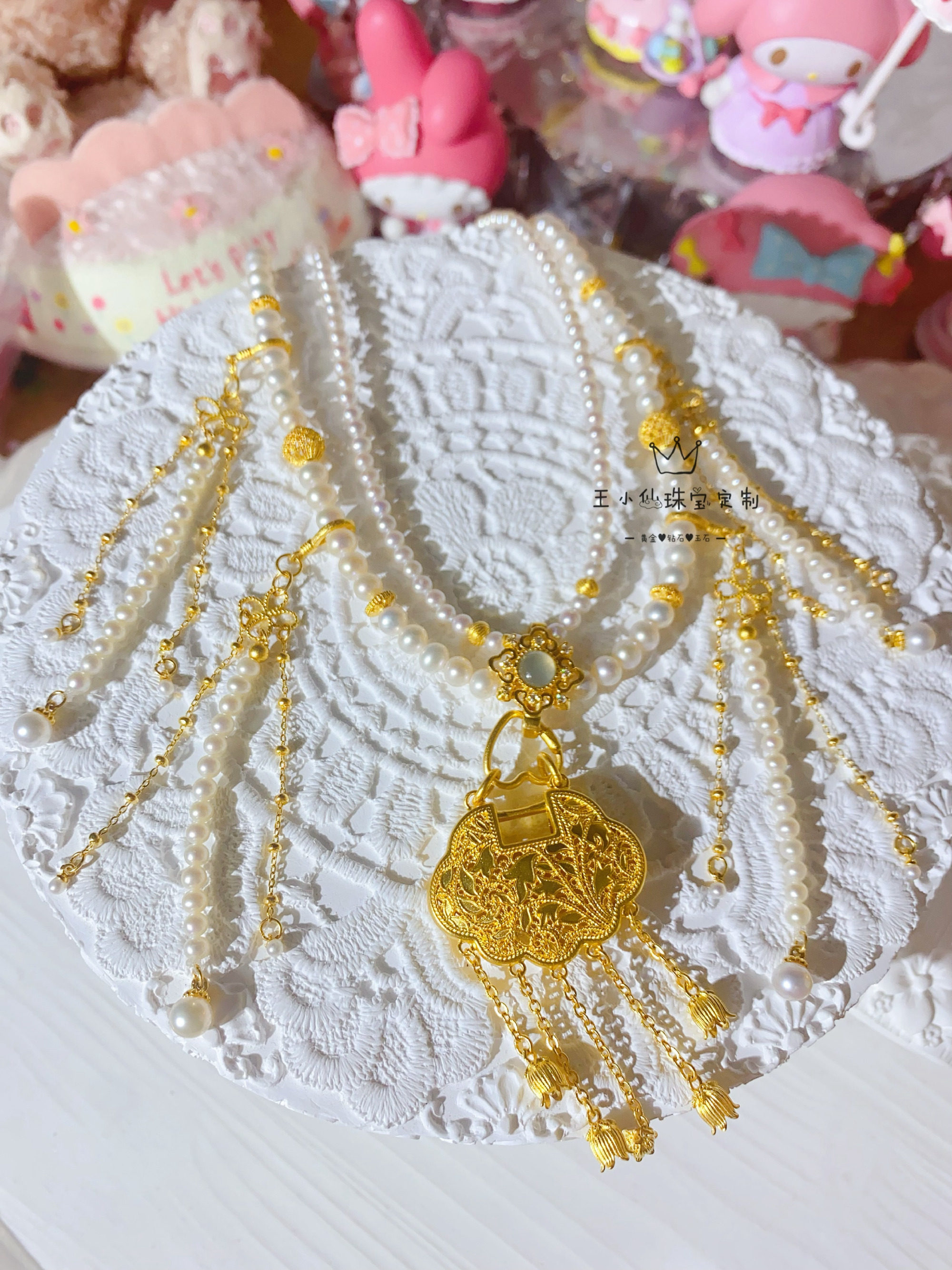 古法金如意锁包项链女王小仙