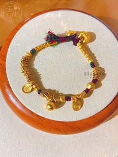 999足金 手工古法金 锤纹古朴风 黄金盘缠编绳 重金 手链