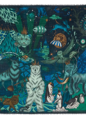 英國 Emma J Shipley 純羊毛围巾 雪豹圖案