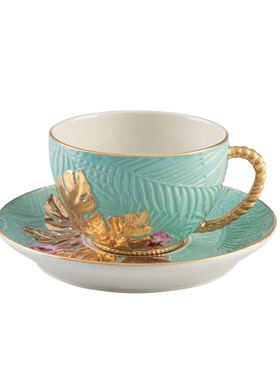 Villari Acapulco 24克拉黃金手工繪製茶杯与茶托礼盒套装