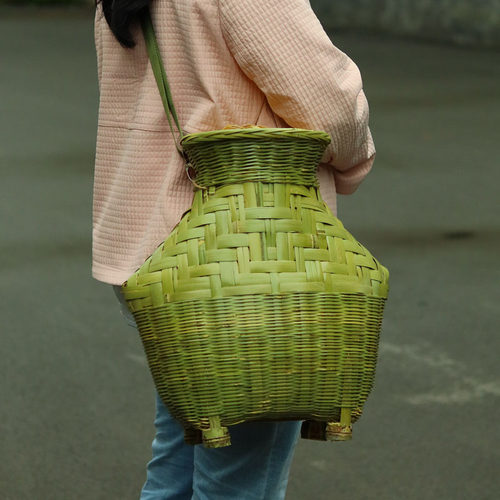 手工竹编垂钓篓仿旧虾J笼