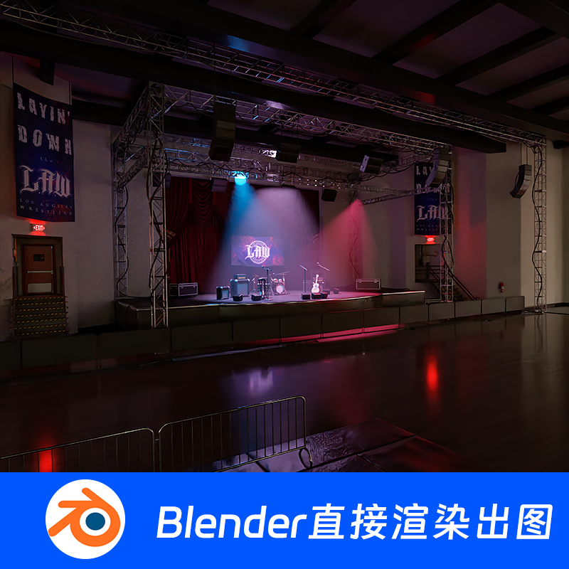 酒吧表演酒馆演唱会音乐会舞台Blender场景模型1341