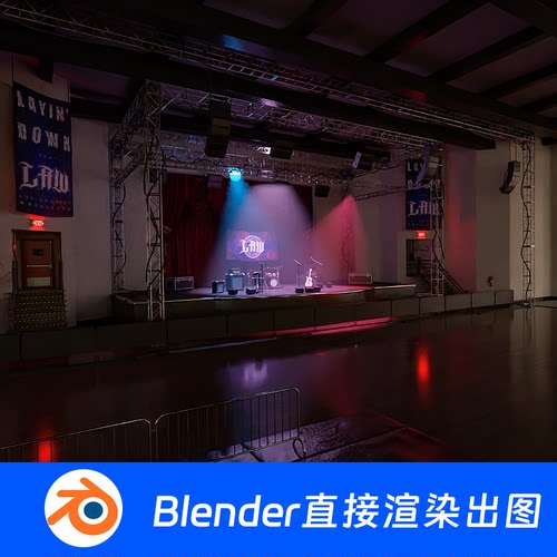酒吧表演酒馆演唱会音乐会舞台Blender场景模型1341