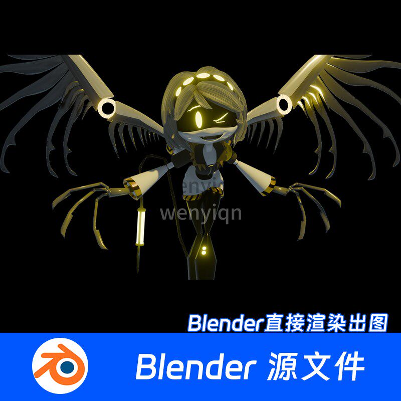 无机杀手角色机器人机械少女Blender模型568