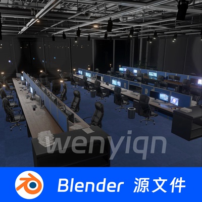 Blender办公室工作室休息区室内会议室场景模型2443