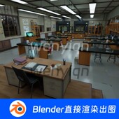 学样实验室教室化学课室显微镜研发中心科研Blender模型780