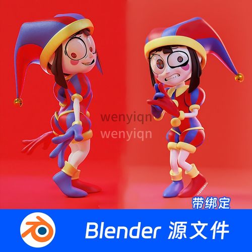 卡通女孩绑定骨陷模型建模角色人物Blender模型626