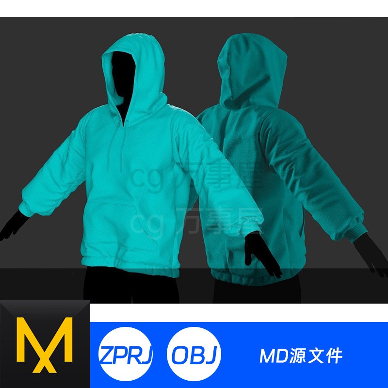 Clo3D模型三维建模打版源文件衣服MD服装外套夹克秋冬卫衣帽衫A89