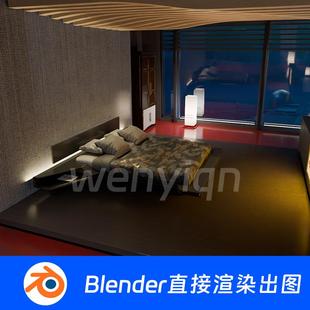 豪华房间酒店别墅浴室客厅豪宅大平层卧室Blender场景模型1613