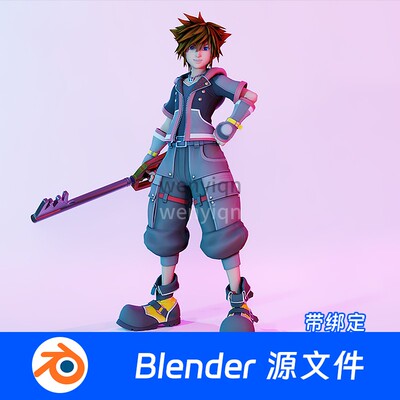 最终幻想游戏角色男战士Blender模型617