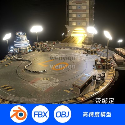 Blender场景模型空间站太空飞船科幻发射基地407