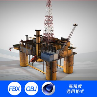 3D模型三维C4D油气田油田采油天然气田打井机469