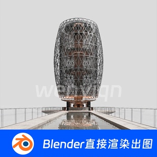 现代科技科幻未来建筑金属极简工业风舞台Blender场景模型2011