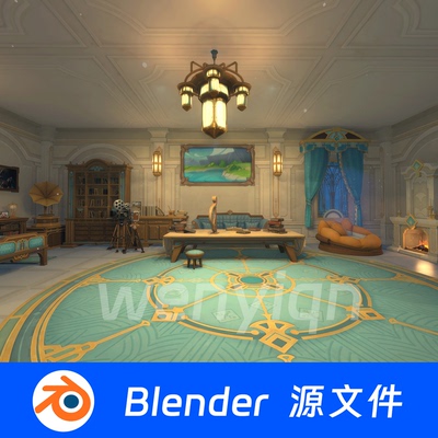豪华宫殿城堡室内礼堂罗马皇宫圣殿教堂Blender场景模型2260
