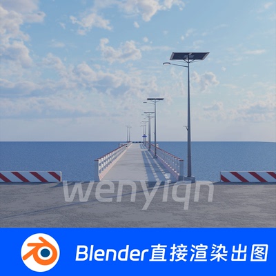 海边栈道观景桥日本天空海边栈桥码头大海Blender场景模型1926