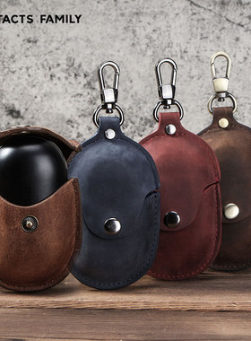 适用于三星Galaxy Buds+保护套真皮疯马牛皮蓝牙耳机壳挂钩皮质潮