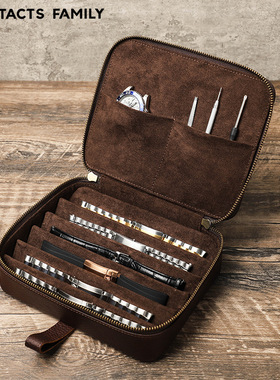 适用于苹果apple watch手表带收纳盒复古疯马牛皮真皮包旅行便捷