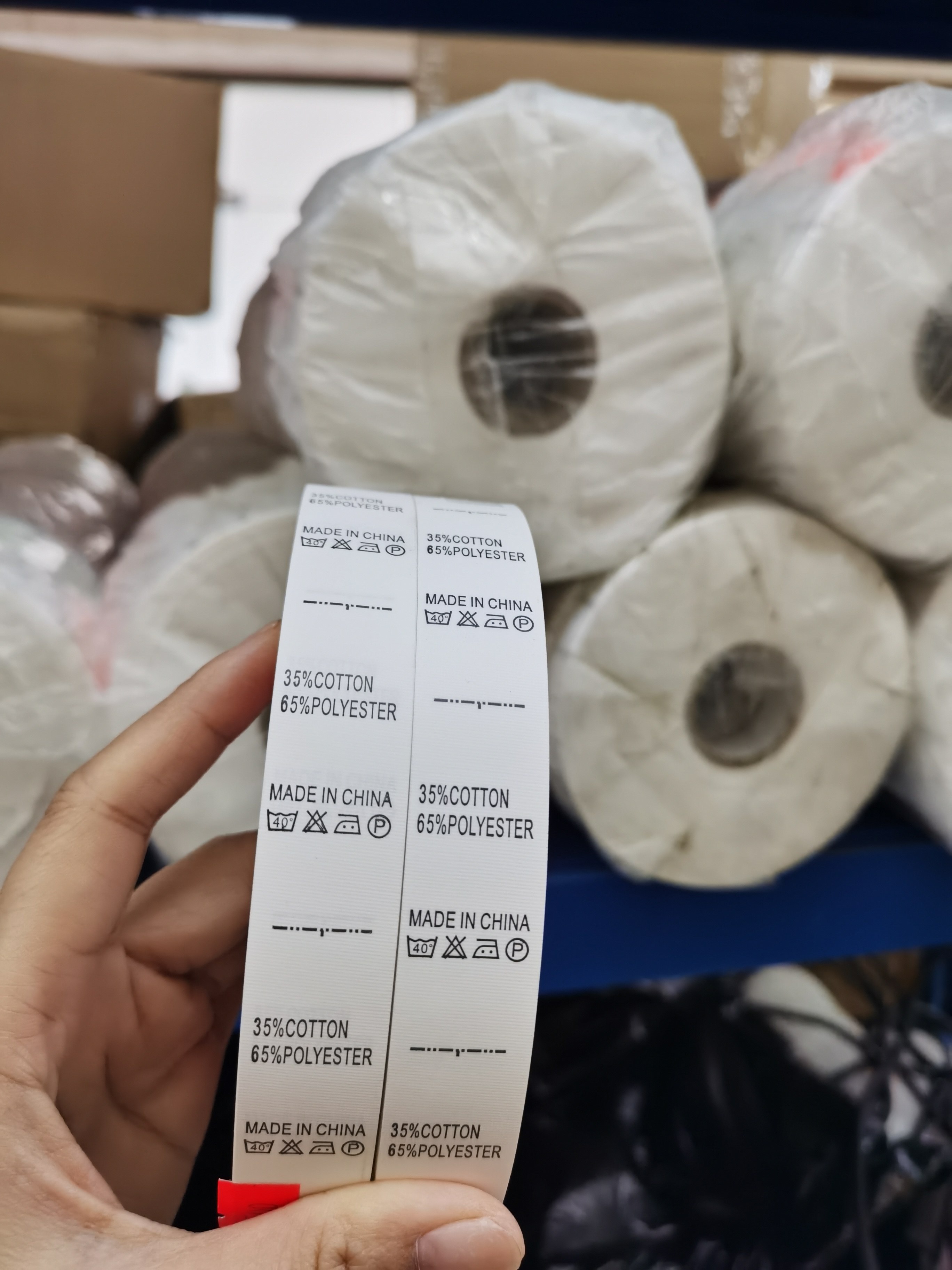 服装35%cotton65%polyester洗水标签印标现货厂家直销包邮