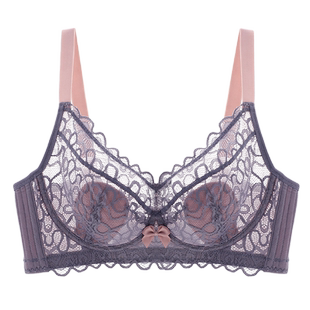 【大胸显小】依曼丽内衣女薄款全包裹不跑杯聚拢文胸性感蕾丝胸罩