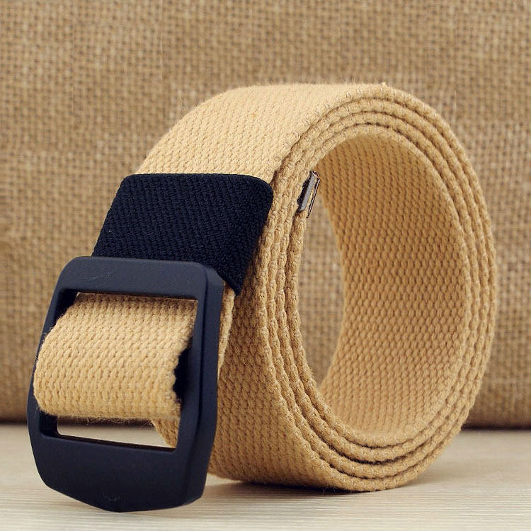 男女学生军训简约百搭加长休闲帆布腰带自动扣无孔青少年皮带裤带